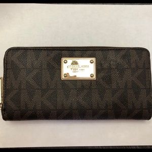 Michael Kors brown MK Zipper Wallet